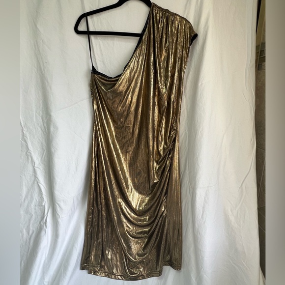 Grace Karin One-Shoulder Metallic Gold Dress - Size XL - Picture 6 of 8